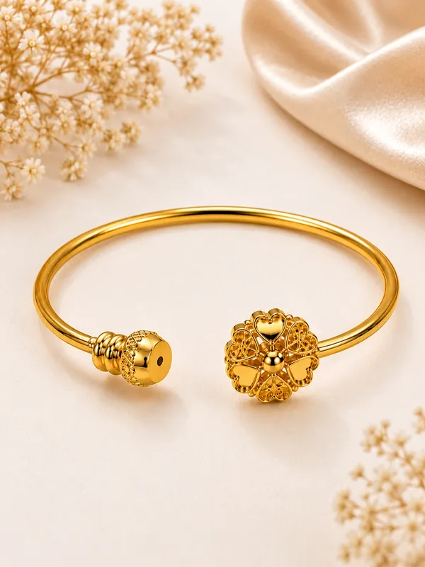 1_GM_Gold_Plated_Adjustable_Flower_Heart_Bracelet_for_Women,_Free_Size,_Elegant_Floral_Design,_1_Piece