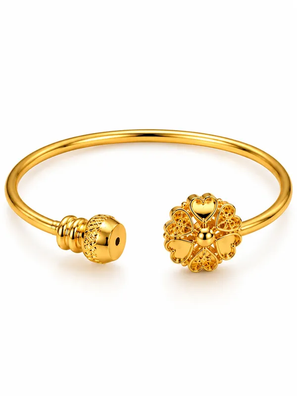 1_GM_Gold_Plated_Adjustable_Flower_Heart_Bracelet_for_Women,_Free_Size,_Elegant_Floral_Design,_1_Piece