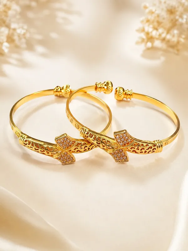 1_GM_Gold_Plated_Adjustable_X_Design_AD_Stone_Bangle_Set_for_Women_–_Free_Size,_Set_of_2