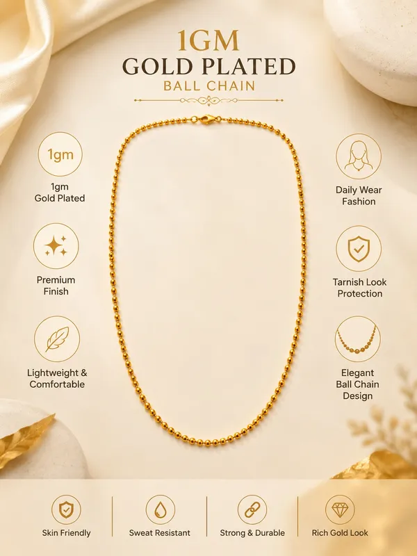 1_GM_Gold_Plated_Ball_Chain_for_Women_–_Lightweight_Elegant_Bead_Chain_for_Daily_&_Party_Wear