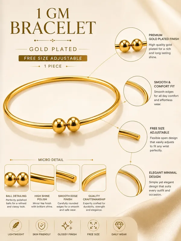 1_GM_Gold_Plated_Ball_Design_Adjustable_Bracelet_1PC