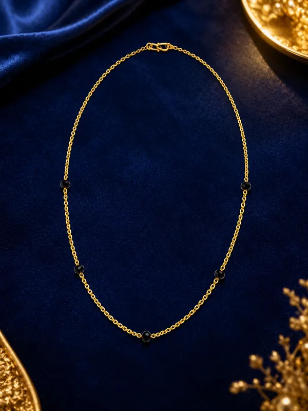 1_GM_Gold_Plated_Black_Bead_Chain_–_18_Inch