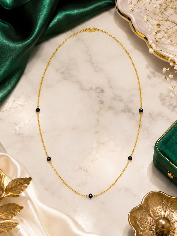 1_GM_Gold_Plated_Black_Bead_Chain_–_18_Inch
