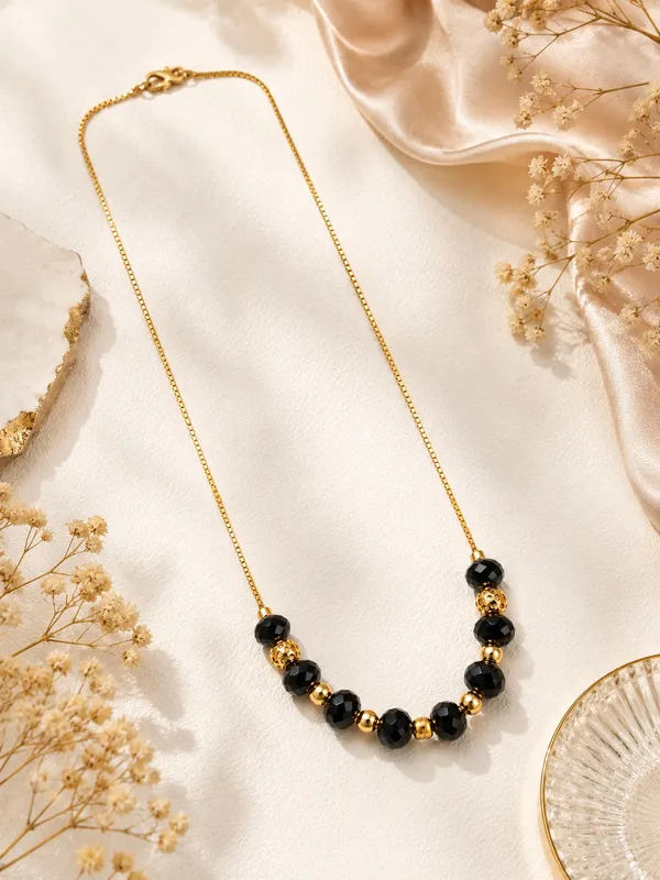 1_GM_Gold_Plated_Black_Faceted_Bead_Necklace_with_Gold_Spacers