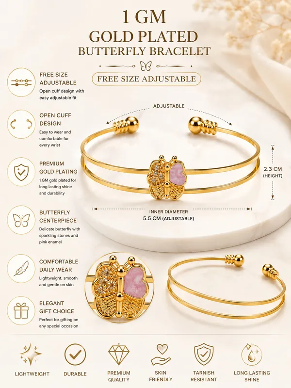 1_GM_Gold_Plated_Butterfly_Bracelet_1PCS
