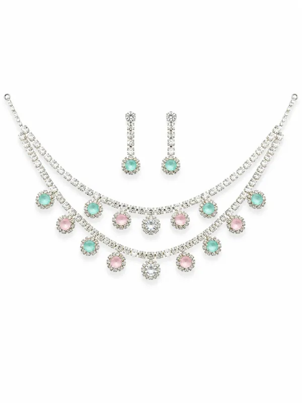 1_GM_Gold_Plated_Crystal_Necklace_Set_with_Matching_Earrings,_Mint_Green_&_Baby_Pink_Stones