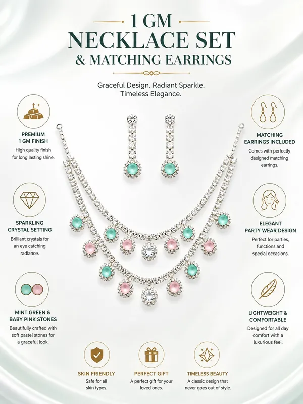1_GM_Gold_Plated_Crystal_Necklace_Set_with_Matching_Earrings,_Mint_Green_&_Baby_Pink_Stones