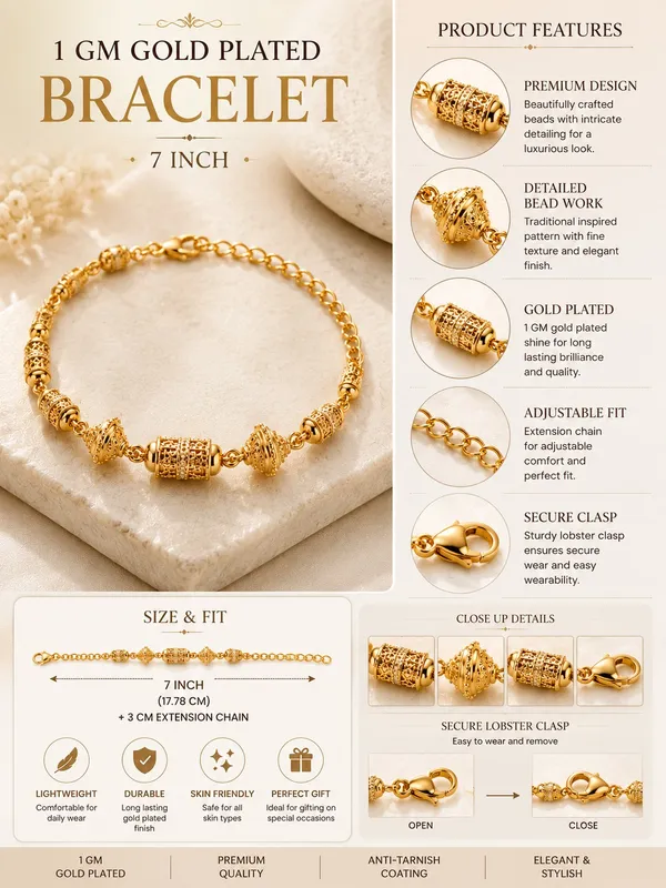1_GM_Gold_Plated_Designer_Bracelet_–_7_Inch