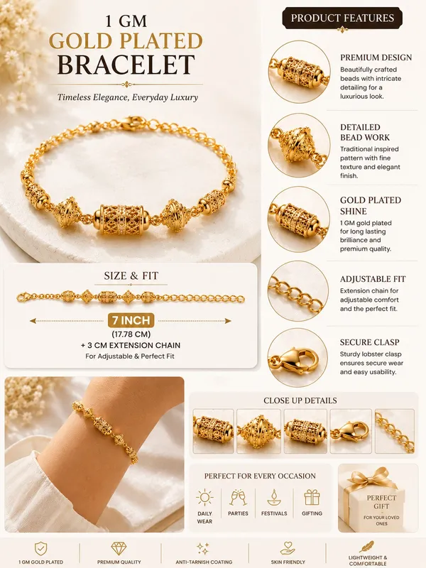 1_GM_Gold_Plated_Designer_Bracelet_–_7_Inch