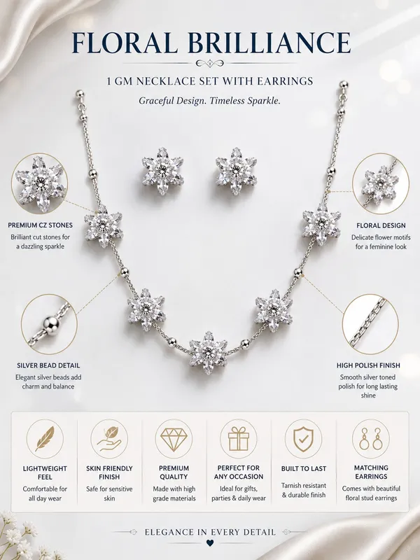 1_GM_Gold_Plated_Floral_CZ_Necklace_Set_with_Matching_Earrings