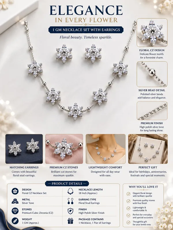 1_GM_Gold_Plated_Floral_CZ_Necklace_Set_with_Matching_Earrings