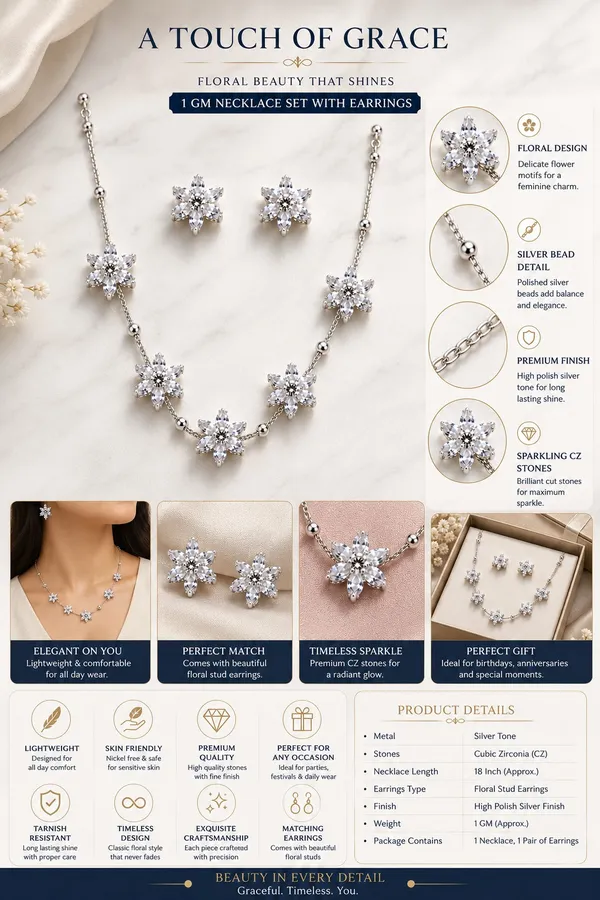 1_GM_Gold_Plated_Floral_CZ_Necklace_Set_with_Matching_Earrings