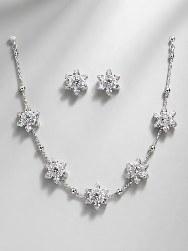 1_GM_Gold_Plated_Floral_CZ_Necklace_Set_with_Matching_Earrings