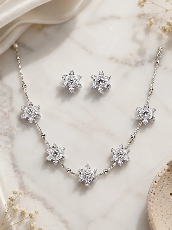 1_GM_Gold_Plated_Floral_CZ_Necklace_Set_with_Matching_Earrings