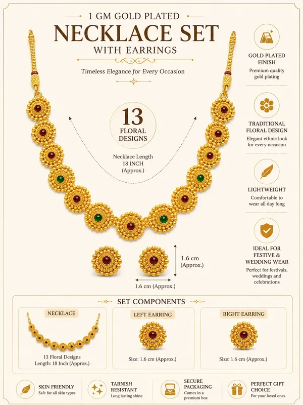 1_GM_Gold_Plated_Floral_Necklace_Set_with_Matching_Earrings_–_18_Inch_Traditional_Ethnic_Jewellery_Set
