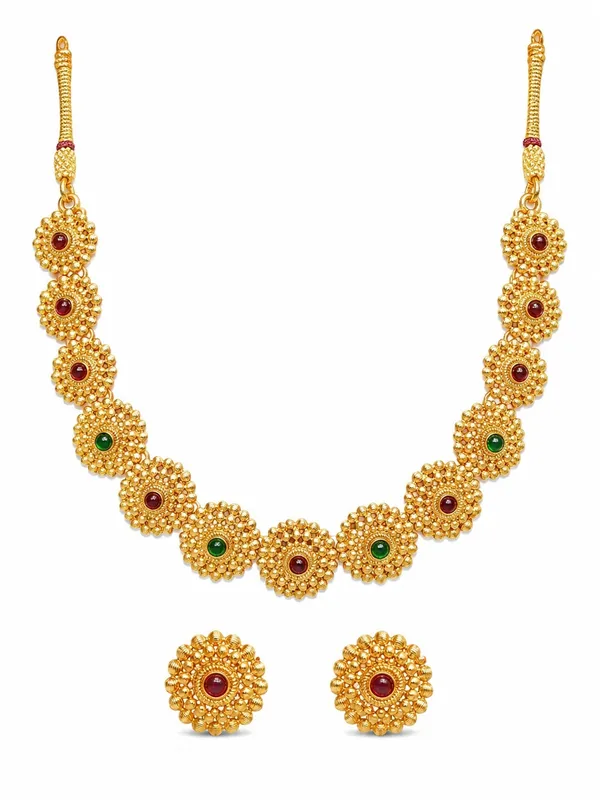 1_GM_Gold_Plated_Floral_Necklace_Set_with_Matching_Earrings_–_18_Inch_Traditional_Ethnic_Jewellery_Set