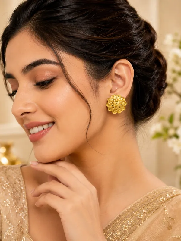 1_GM_Gold_Plated_Floral_Round_Tops_Earrings