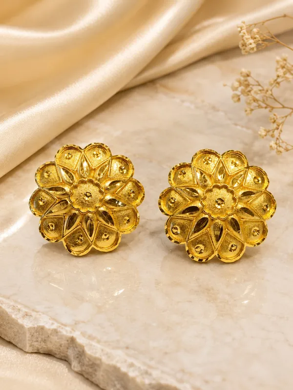 1_GM_Gold_Plated_Floral_Round_Tops_Earrings