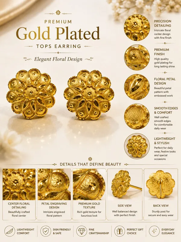 1_GM_Gold_Plated_Floral_Round_Tops_Earrings