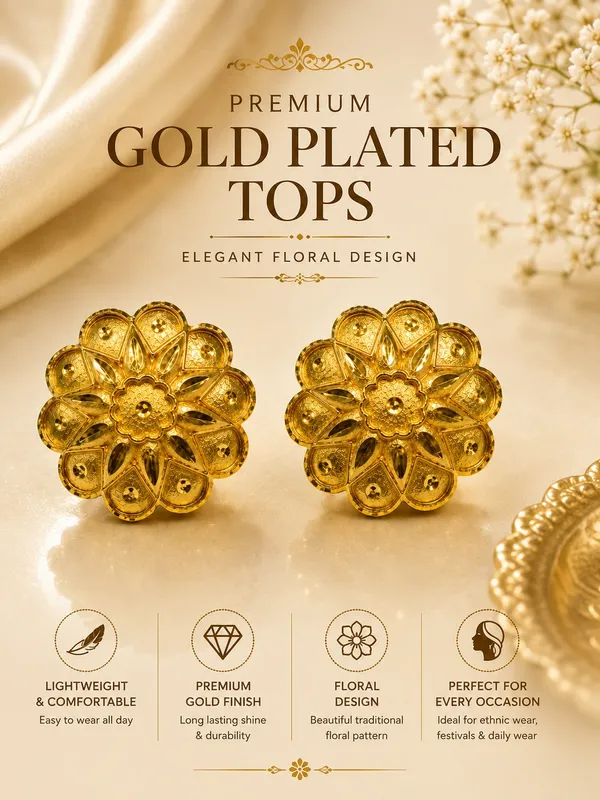 1_GM_Gold_Plated_Floral_Round_Tops_Earrings