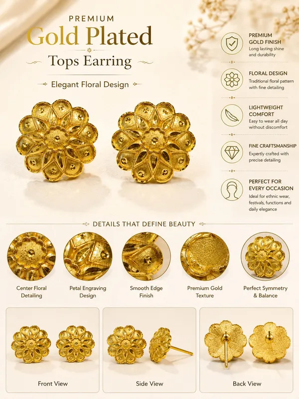 1_GM_Gold_Plated_Floral_Round_Tops_Earrings