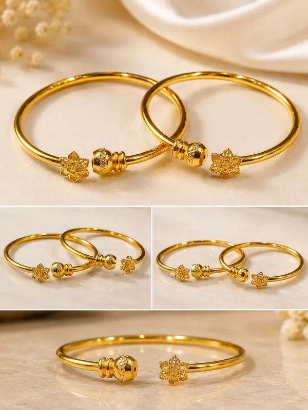 1_GM_Gold_Plated_Flower_Bangle_Set_of_2_–_Free_Size_Adjustable