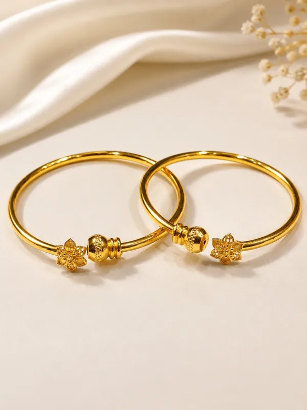 1_GM_Gold_Plated_Flower_Bangle_Set_of_2_–_Free_Size_Adjustable