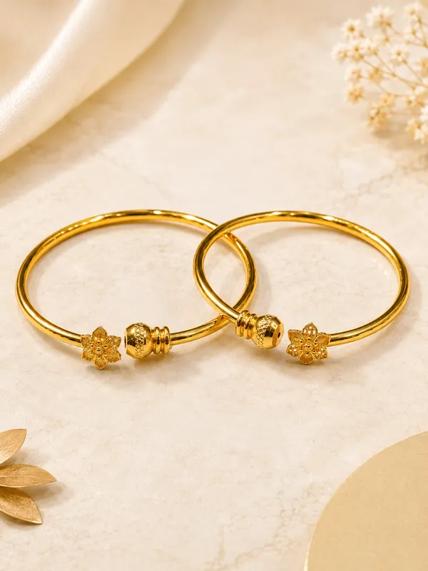 1_GM_Gold_Plated_Flower_Bangle_Set_of_2_–_Free_Size_Adjustable