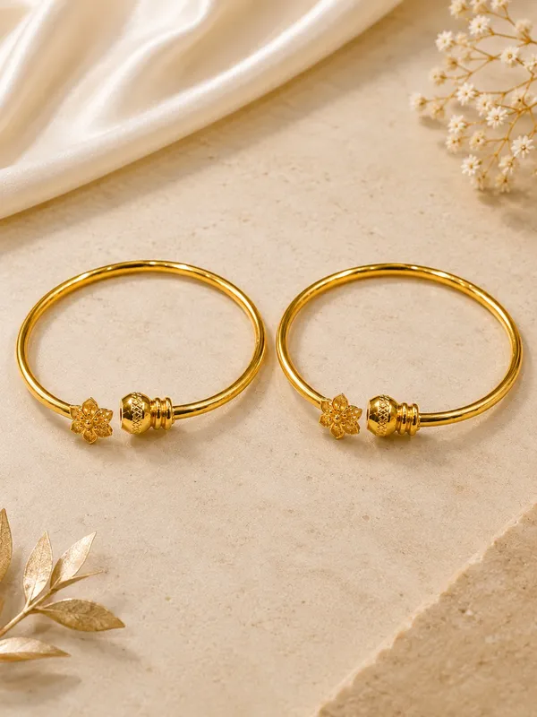 1_GM_Gold_Plated_Flower_Bangle_Set_of_2_–_Free_Size_Adjustable