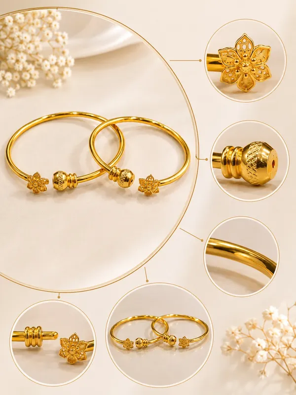 1_GM_Gold_Plated_Flower_Bangle_Set_of_2_–_Free_Size_Adjustable