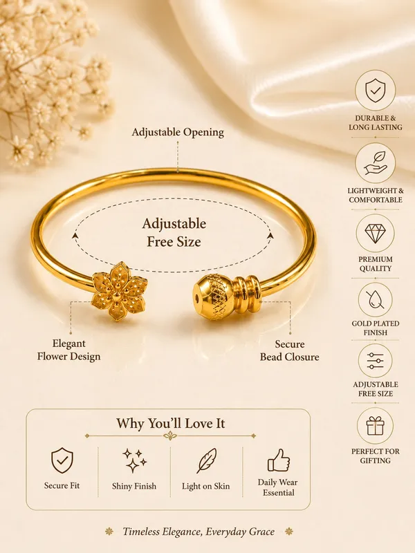 1_GM_Gold_Plated_Flower_Bracelet_for_Women,_Adjustable_Free_Size,_Elegant_Floral_Design,_1_Piece