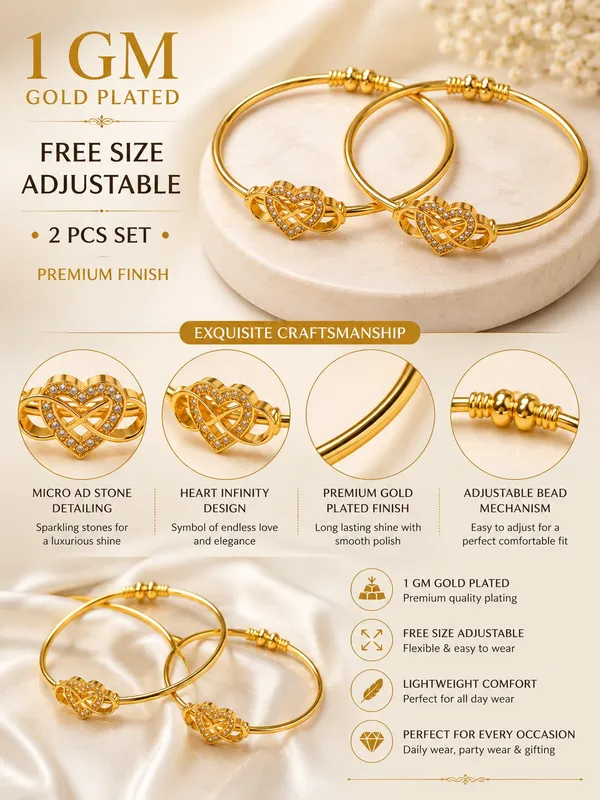 1_GM_Gold_Plated_Heart_Infinity_AD_Bangle_Set_of_2_–_Free_Size_Adjustable