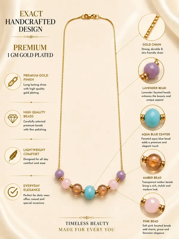 1_GM_Gold_Plated_Multicolor_Faceted_Bead_Necklace_with_Aqua,_Amber,_Pink_&_Lavender_Beads