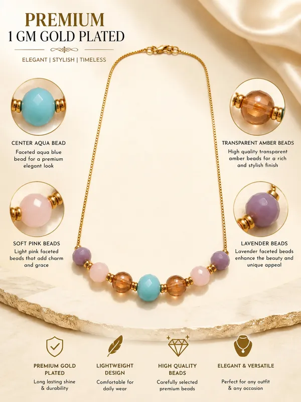 1_GM_Gold_Plated_Multicolor_Faceted_Bead_Necklace_with_Aqua,_Amber,_Pink_&_Lavender_Beads