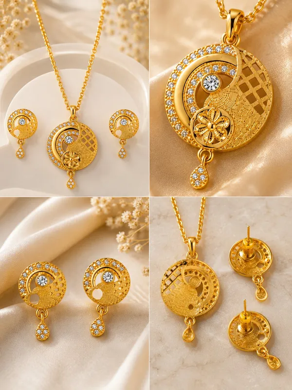1_GM_Gold_Plated_Necklace_Set_with_Matching_Earrings_–_20_Inch