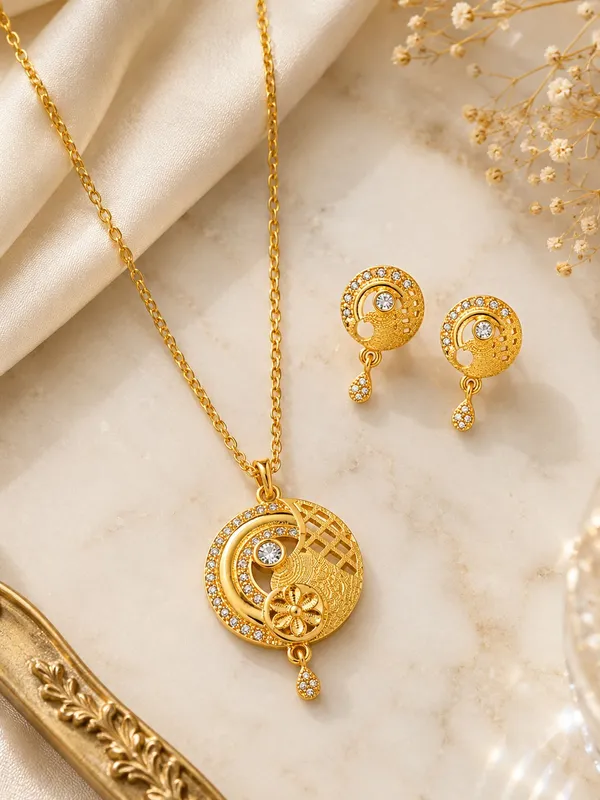 1_GM_Gold_Plated_Necklace_Set_with_Matching_Earrings_–_20_Inch