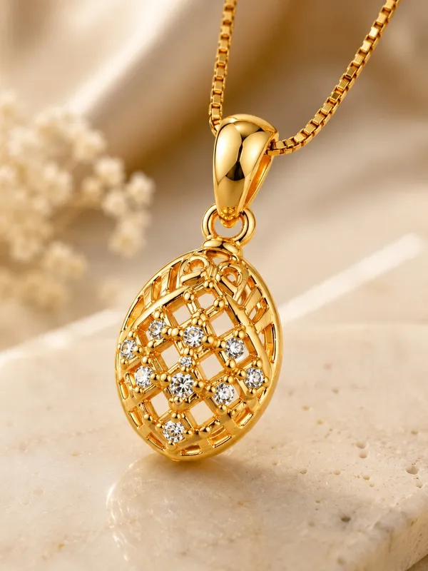 1_GM_Gold_Plated_Oval_CZ_Pendant_Chain