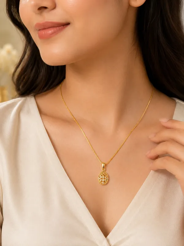 1_GM_Gold_Plated_Oval_CZ_Pendant_Chain