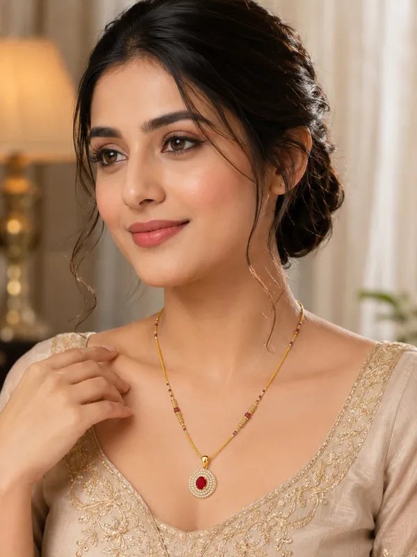 1_GM_Gold_Plated_Red_AD_Stone_Pendant
