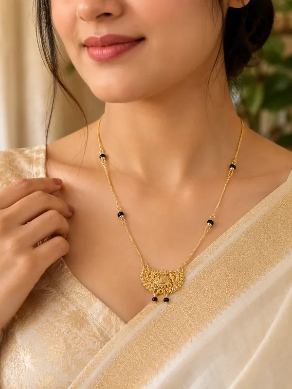 1_GM_Gold_Plated_Rose_Gold_Black_Bead_Necklace_with_Floral_Pendant