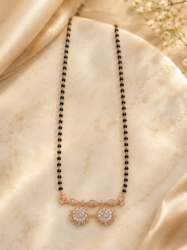 1_GM_Gold_Plated_Rose_Gold_Finish_Black_Bead_Mangalsutra_with_CZ_Floral_Pendant