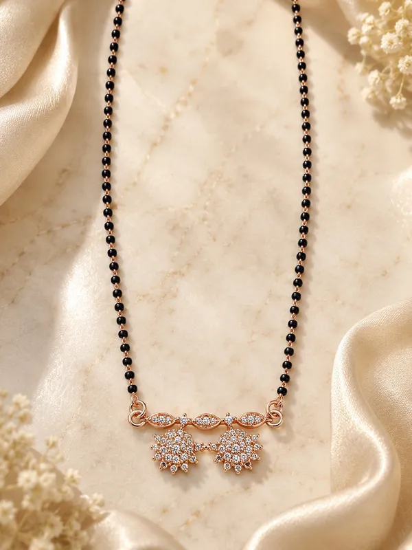 1_GM_Gold_Plated_Rose_Gold_Finish_Black_Bead_Mangalsutra_with_CZ_Floral_Pendant