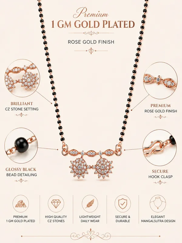 1_GM_Gold_Plated_Rose_Gold_Finish_Black_Bead_Mangalsutra_with_CZ_Floral_Pendant