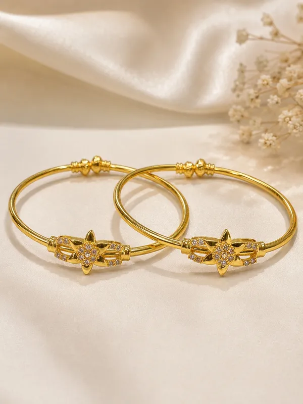 1_GM_Gold_Plated_Star_Flower_Bangle_Set_with_AD_Stones_–_2_Pieces,_Free_Size_Adjustable_Traditional_Bangles_for_Women