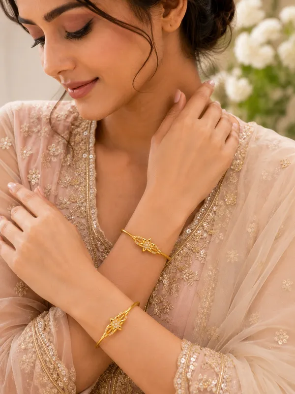 1_GM_Gold_Plated_Star_Flower_Bangle_Set_with_AD_Stones_–_2_Pieces,_Free_Size_Adjustable_Traditional_Bangles_for_Women