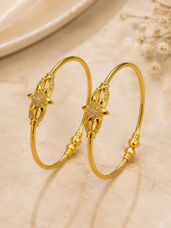 1_GM_Gold_Plated_Star_Flower_Bangle_Set_with_AD_Stones_–_2_Pieces,_Free_Size_Adjustable_Traditional_Bangles_for_Women
