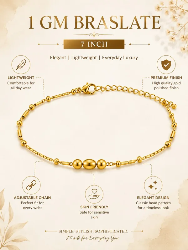 1_GM_Gold_Tone_Beaded_Bracelet_–_8_Inch
