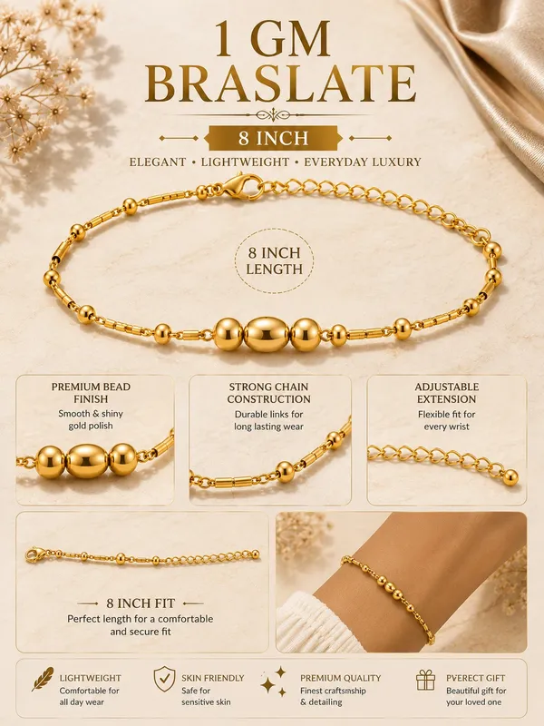 1_GM_Gold_Tone_Beaded_Bracelet_–_8_Inch