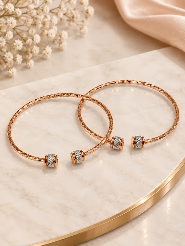 1_GM_Rose_Gold_Plated_Bangle_Set_for_Women_–_Free_Size_Adjustable_Hammered_Design_Bangles,_Set_of_2