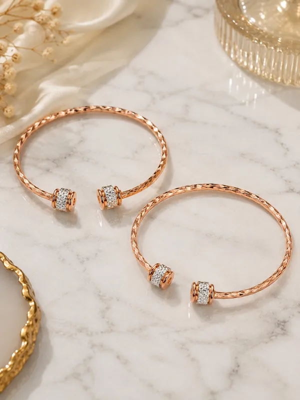1_GM_Rose_Gold_Plated_Bangle_Set_for_Women_–_Free_Size_Adjustable_Hammered_Design_Bangles,_Set_of_2